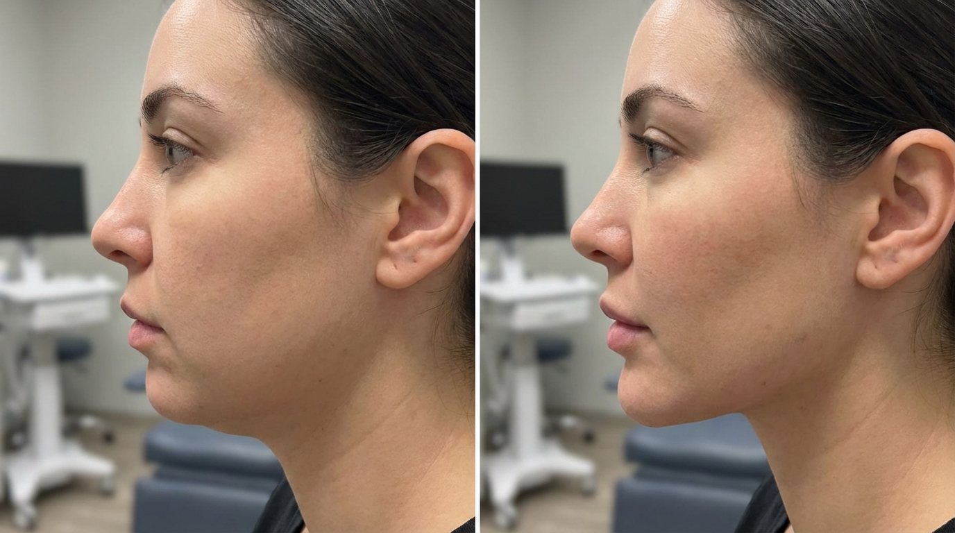 Jawline Contouring before and after results at Couture Dermatology Beverly Hills