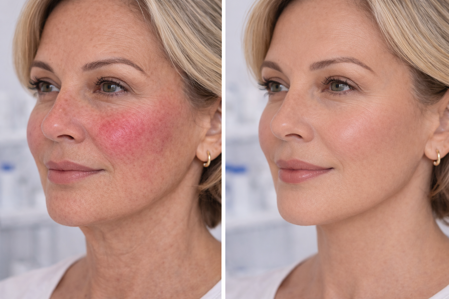 Rosacea Calming before and after results at Couture Dermatology and Laser Beverly Hills
