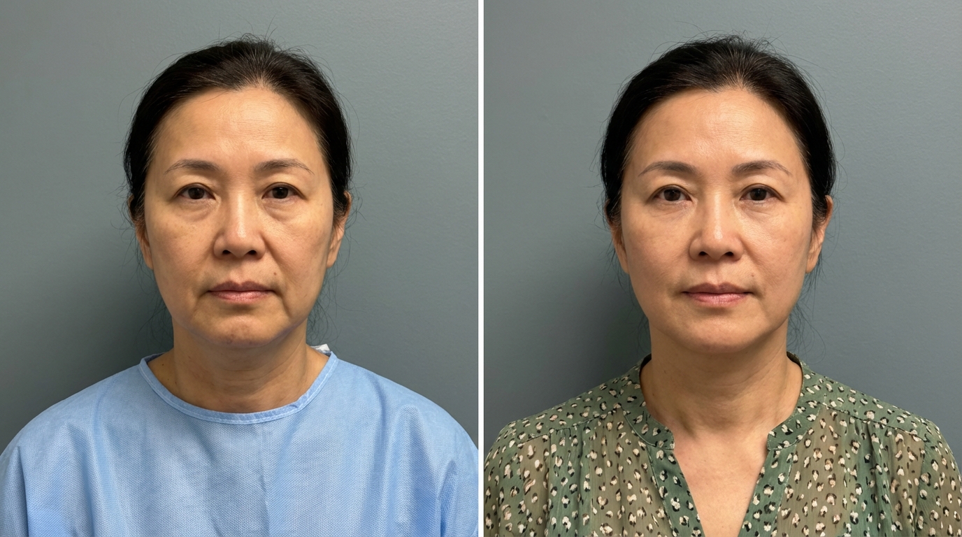 Non-Surgical Facelift before and after results at Couture Dermatology and Laser Beverly Hills