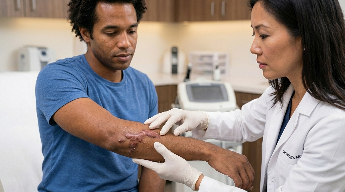 Intralesional injection treatment for keloid scar at Couture Dermatology and Laser Beverly Hills