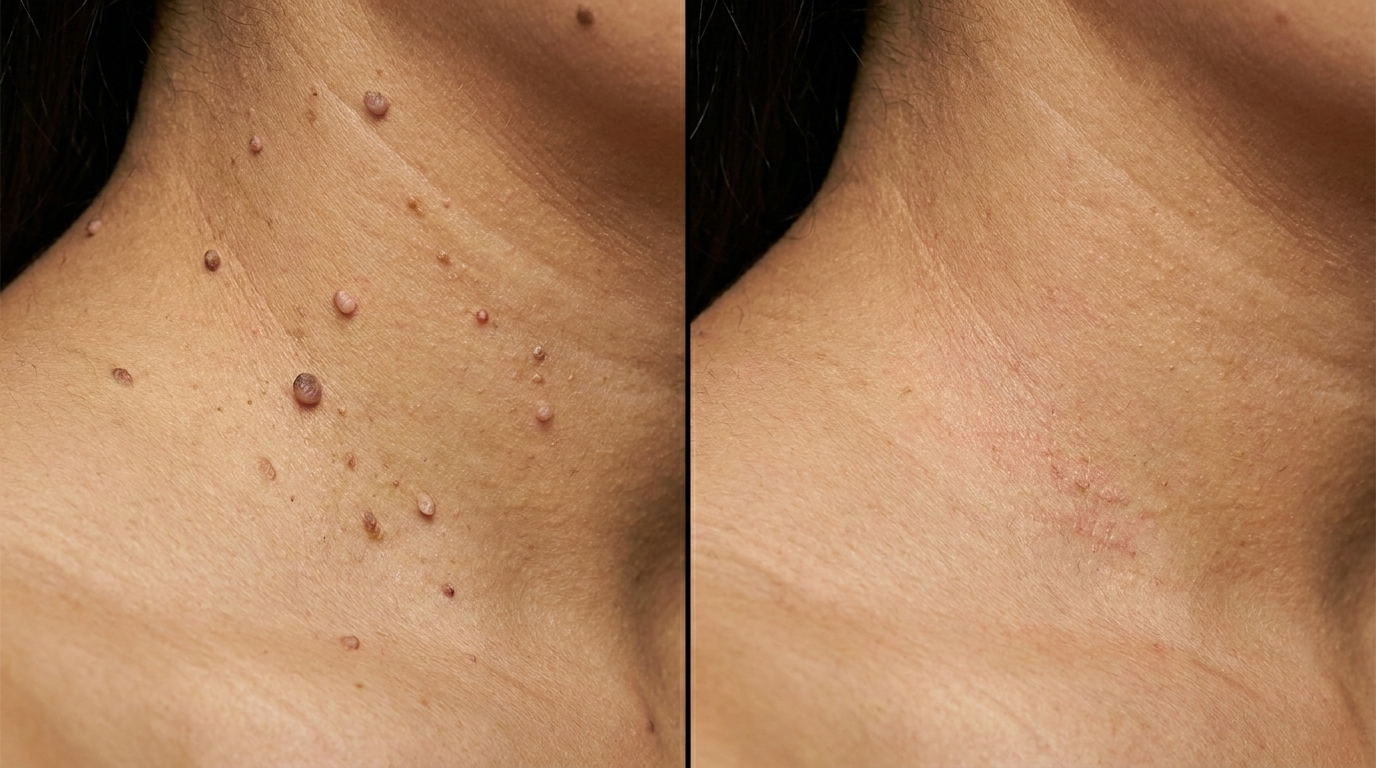 Skin Tags before and after at Couture Dermatology and Laser