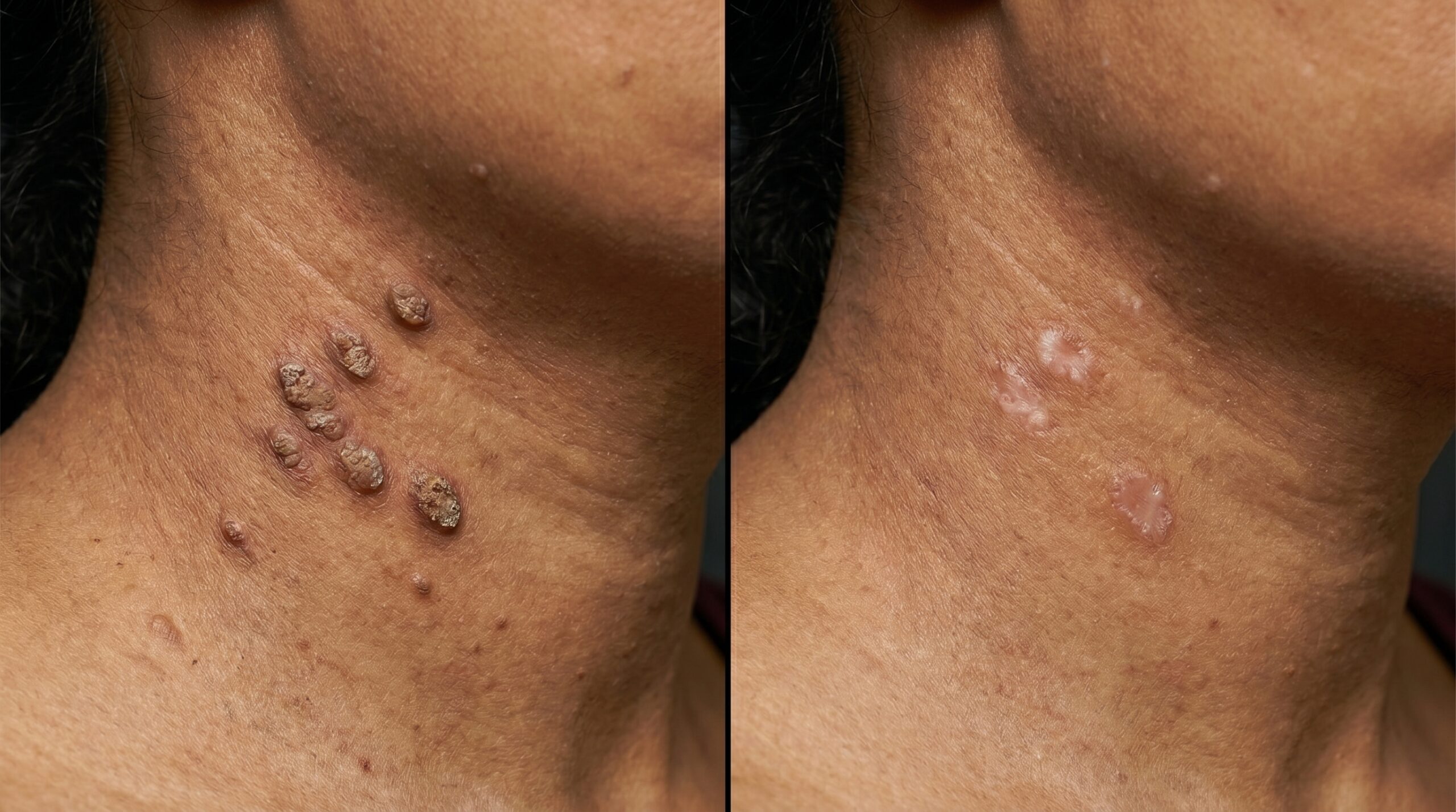 Warts before and after at Couture Dermatology and Laser