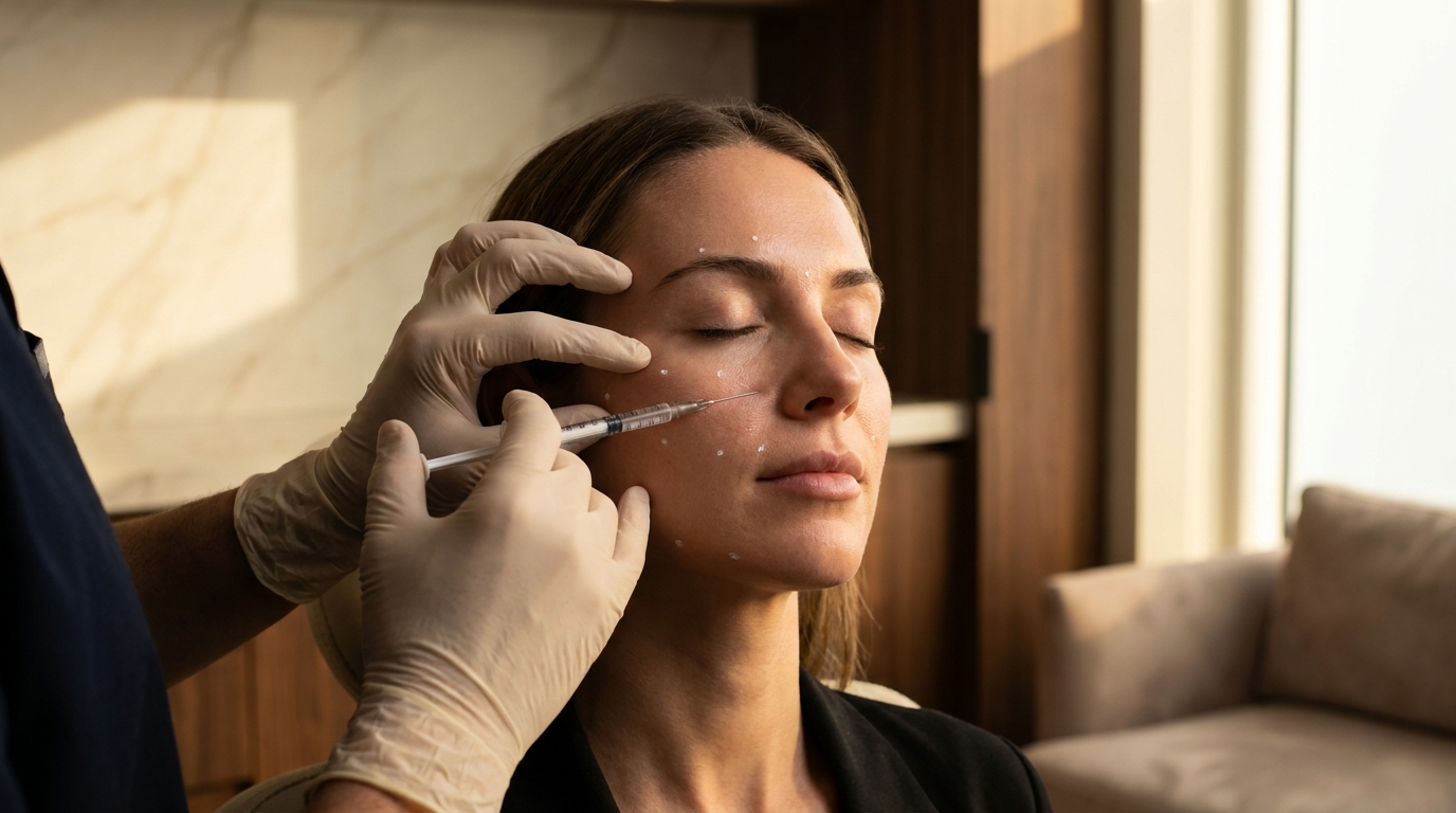 Board-certified dermatologist performing precise dermal filler injection at Couture Dermatology and Laser