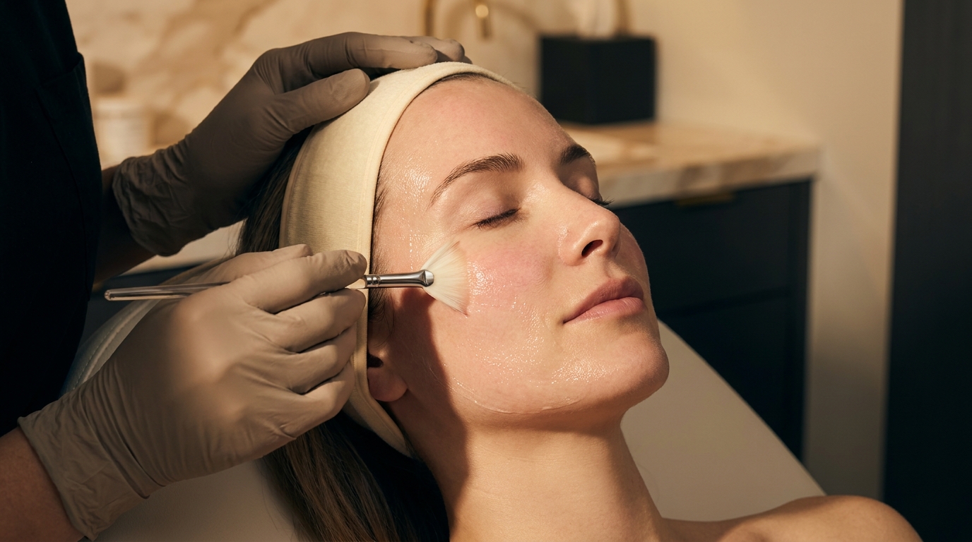 Board-certified dermatologist applying a medical chemical peel at Couture Dermatology and Laser