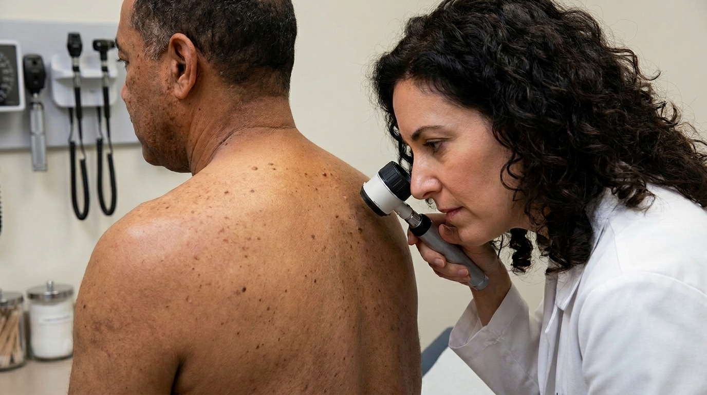 Dermatologist performing skin tag removal procedure at Couture Dermatology and Laser Beverly Hills