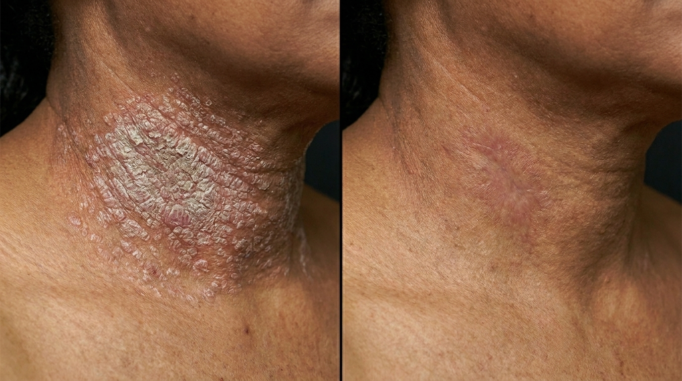 Psoriasis Treatment before and after results at Couture Dermatology and Laser Beverly Hills