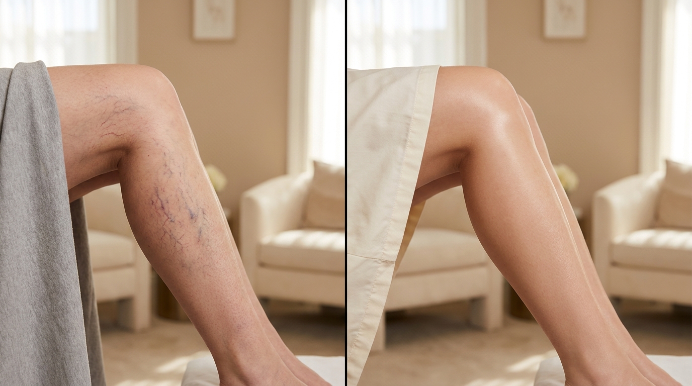 Sclerotherapy before and after at Couture Dermatology and Laser