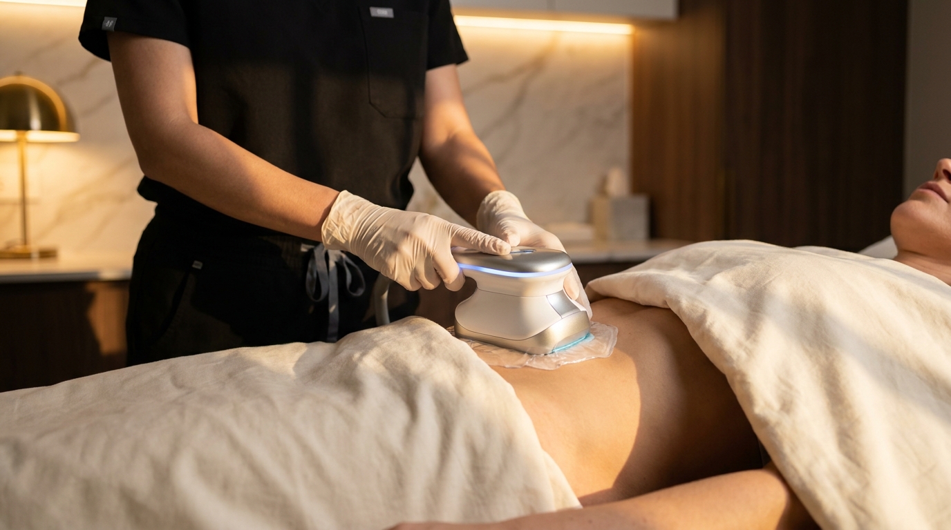 Sculpted body contour after non-surgical fat reduction treatment at Couture Dermatology and Laser