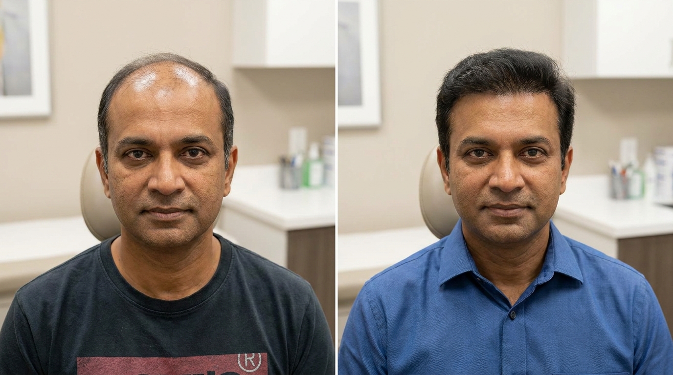 Hair Restoration before and after at Couture Dermatology and Laser