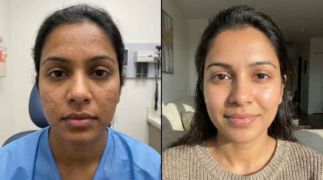 Microneedling before and after at Couture Dermatology and Laser