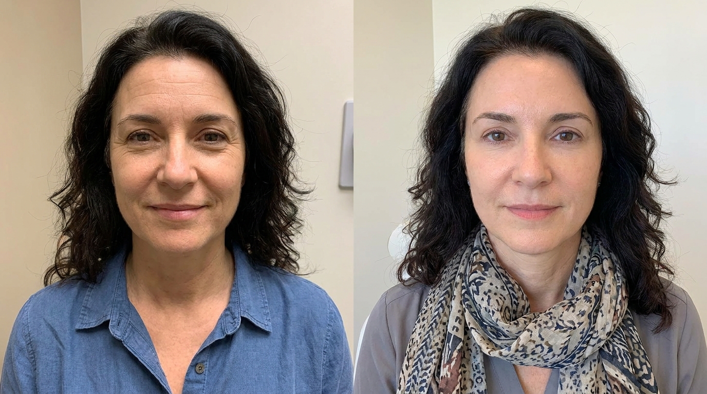 Botox before and after results showing softened forehead lines and natural expression at Couture Dermatology and Laser Beverly Hills